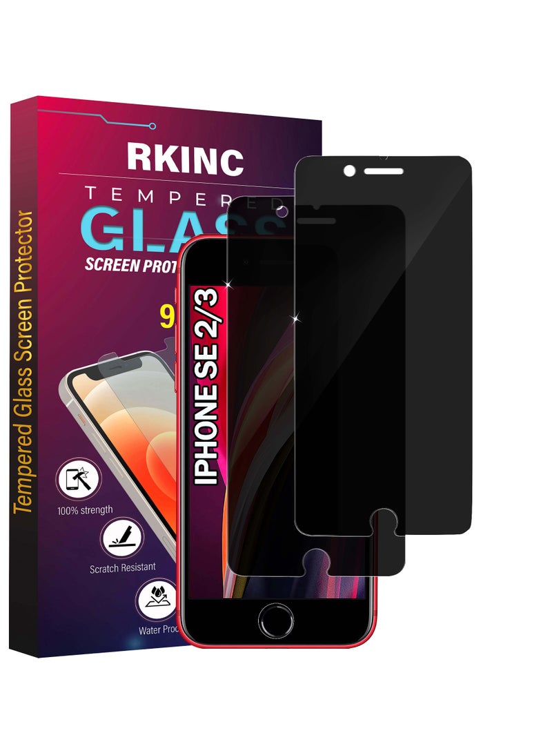 RKINC Screen Protector [2-Pack] for iPhone SE 3, 2, iPhone 7, 8, Privacy Tempered Glass Film Screen Protector, [Anti Spy][Anti-Scratch][Bubble-Free] - Image 1